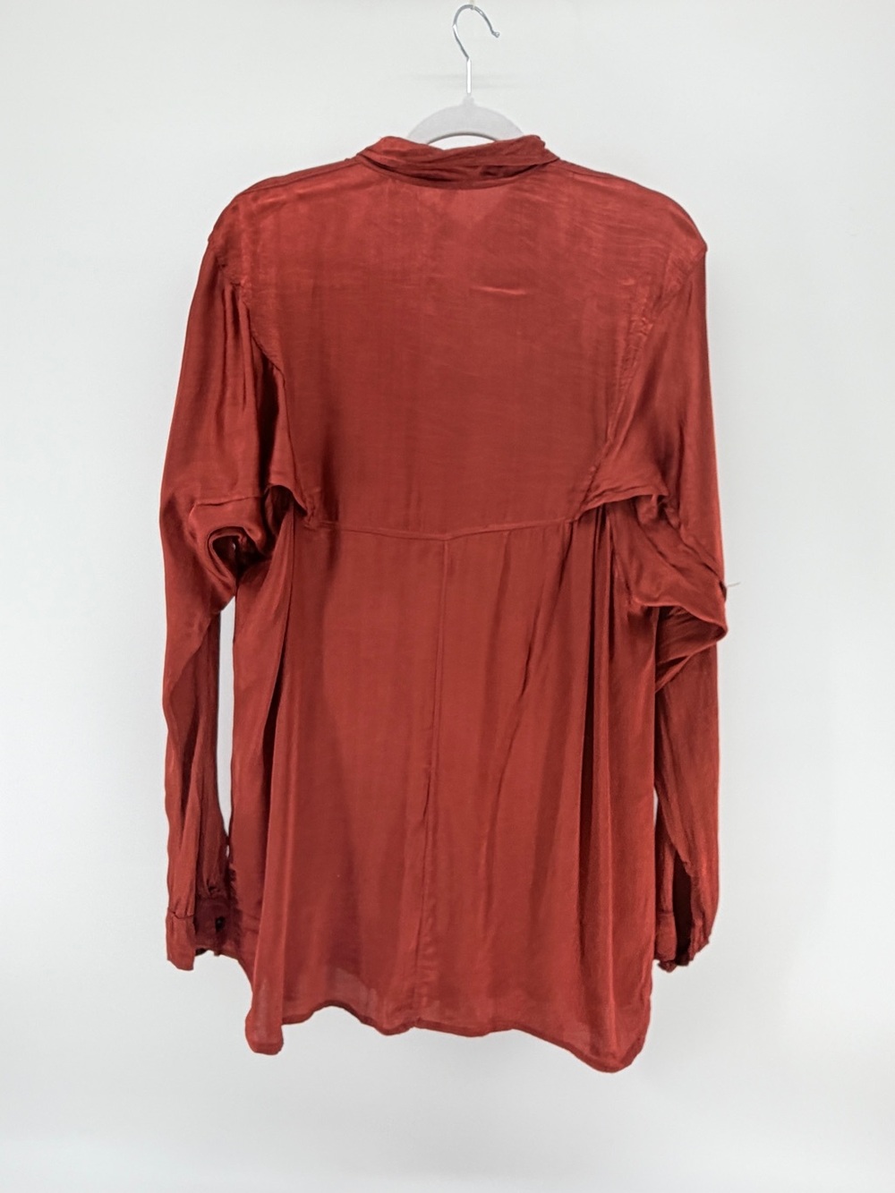 Italian autumn Vibe Lagenlook Boho Artsy Rust Flowy Button Front Tunic L - Picture 2 of 6